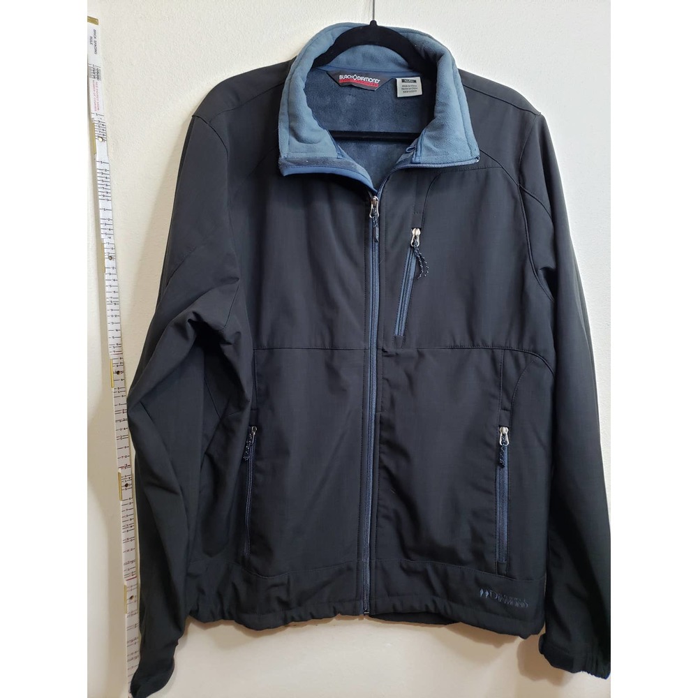 Mens Jacket Black Diamond Shell fleece lined Size XL in Black/Blue